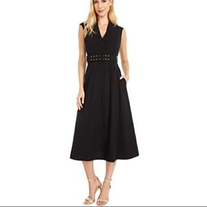 Calvin Klein Mid Length V-neck Black Dress